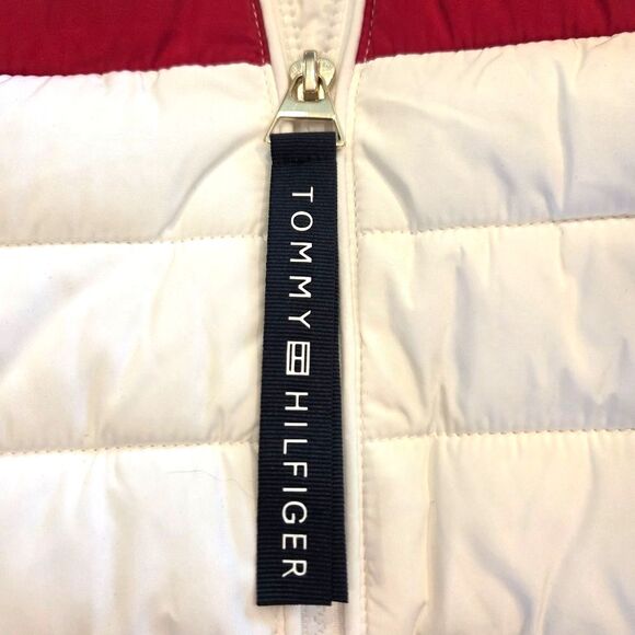 NWT Tommy Hilfiger Women's Puffer Coat White Removable Faux Fir Hood Trim S - Picture 3 of 10